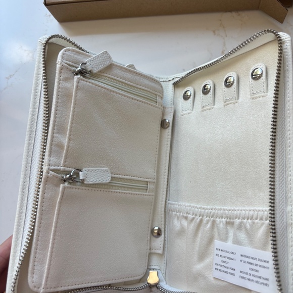 NIB Pottery Barn white leather travel jewelry case - Picture 2 of 6